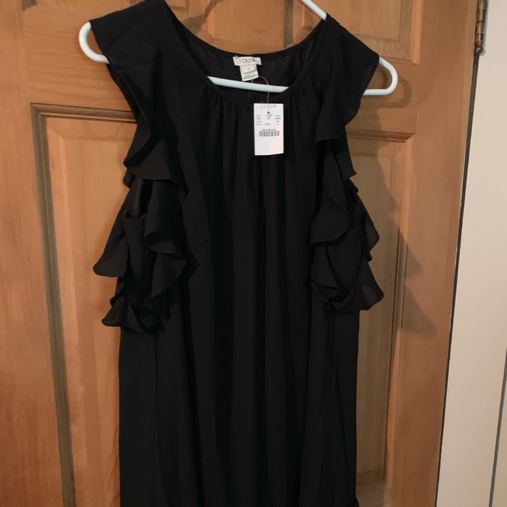 Brand new j crew flutter sleeve black dress Medium